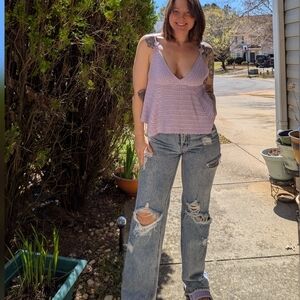 Women's Distressed Blue Jeans